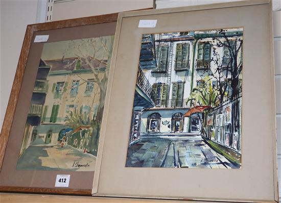 Anthony Shemroske (1921-2004), two watercolours, French house, signed, 40 x 30cm